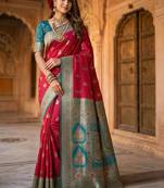 Pink embellished zari art silk banarasi saree