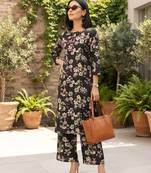 Black printed co-ord set for women