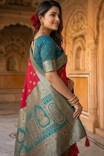 Pink embellished zari art silk banarasi saree