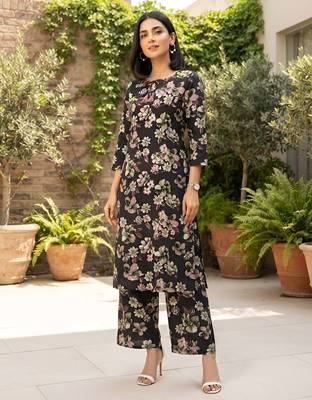 Black printed co-ord set for women 4