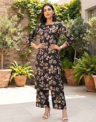 Black printed co-ord set for women 5