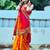 Pink bandhani embroidered pure chiffon bandhani saree