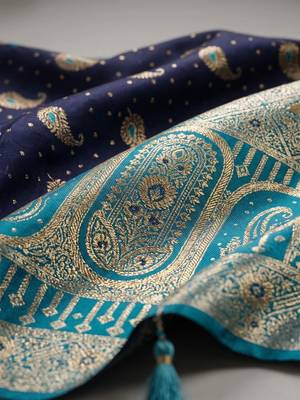 Purple paisley zari art silk banarasi saree 4