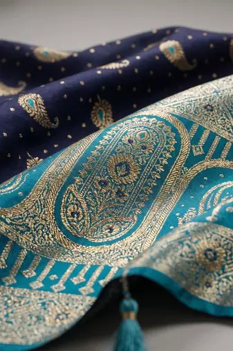 Purple paisley zari art silk banarasi saree