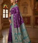 Purple woven design zari art silk banarasi saree