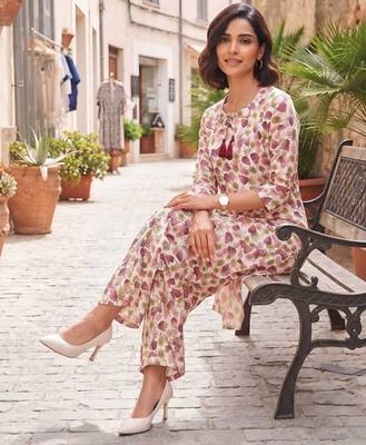 Pink printed co-ord set for women 1
