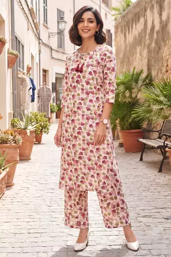 Pink printed co-ord set for women