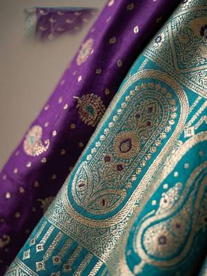 Purple woven design zari art silk banarasi saree 4