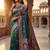 Teal woven design zari art silk banarasi saree