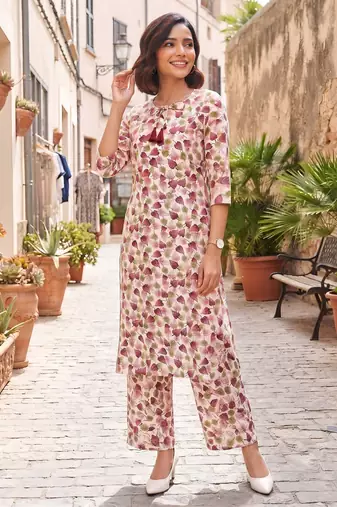 Pink printed co-ord set for women