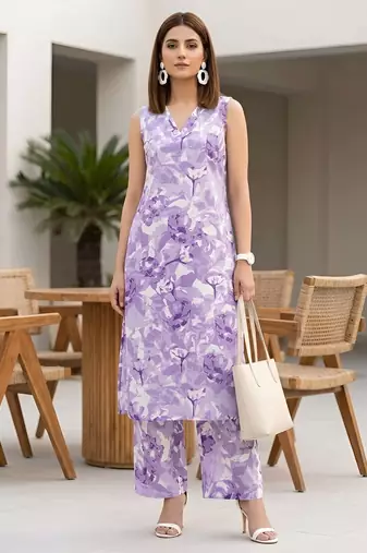 Purple printed  co-ords set for women