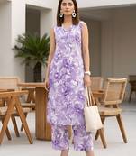 Purple printed  co-ords set for women