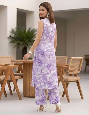 Purple printed  co-ords set for women 3