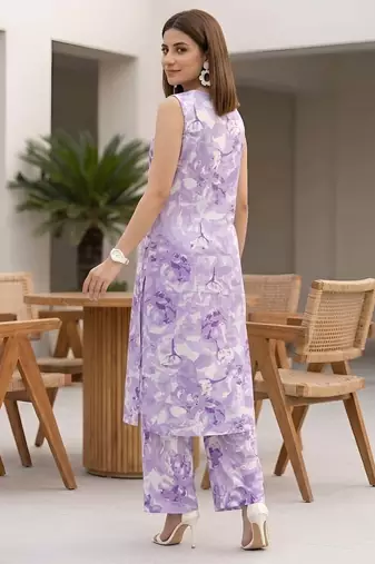 Purple printed  co-ords set for women
