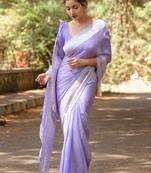 Lavender ethnic woven design zari banarasi saree