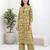 Olive green printed co-ord set for women