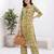 Olive green printed co-ord set for women