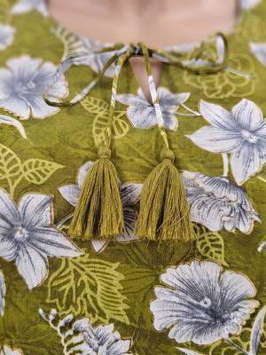 Olive green printed co-ord set for women 3