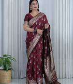 Maroon woven design zari banarasi saree