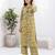 Olive green printed co-ord set for women