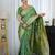 Sea green floral woven design zari banarasi saree