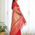 Red women ethnic motifs zari banarasi saree