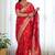 Red women ethnic motifs zari banarasi saree