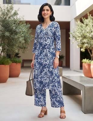 Blue printed co-ord set for women 1