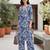 Blue printed co-ord set for women