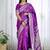 Purple ethnic motifs woven design zari banarasi saree