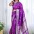 Purple ethnic motifs woven design zari banarasi saree
