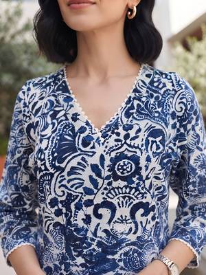 Blue printed co-ord set for women 3