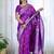 Purple ethnic motifs woven design zari banarasi saree