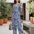 Blue printed co-ord set for women