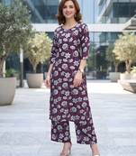 Purple printed co-ord set for women
