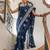 Blue floral kutchi embroidery muga saree