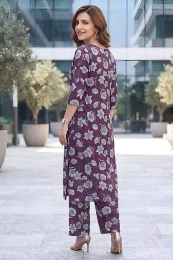 Purple printed co-ord set for women