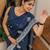 Blue floral kutchi embroidery muga saree