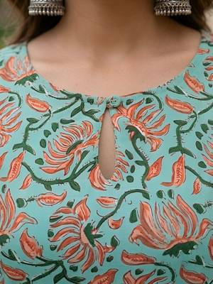 Green printed co-ord set for women 2