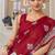 Red floral kutchi embroidery muga saree