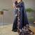 Blue woven design zari silk cotton banarasi saree