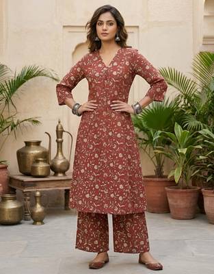 Maroon printed co-ord set for women 1