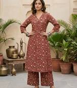 Maroon printed co-ord set for women