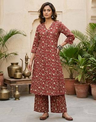 Maroon printed co-ord set for women 3