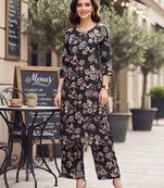 Black printed co-ord set for women