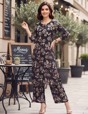Black printed co-ord set for women 3