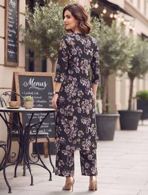 Black printed co-ord set for women 4