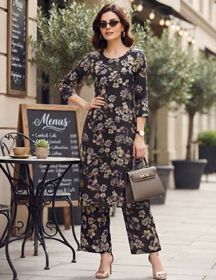 Black printed co-ord set for women 5