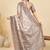 Beige floral silk blend designer tussar saree