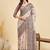 Beige ethnic motifs silk blend designer tussar saree